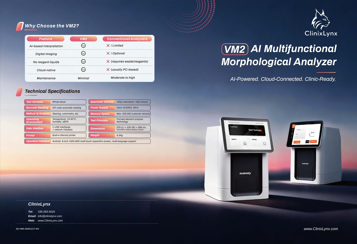 Seamaty VM2 AI Multifunctional Hematology & Immunofluorescence Analyzer