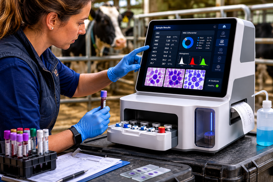 AI-assisted hematology analyzer with large touchscreen display