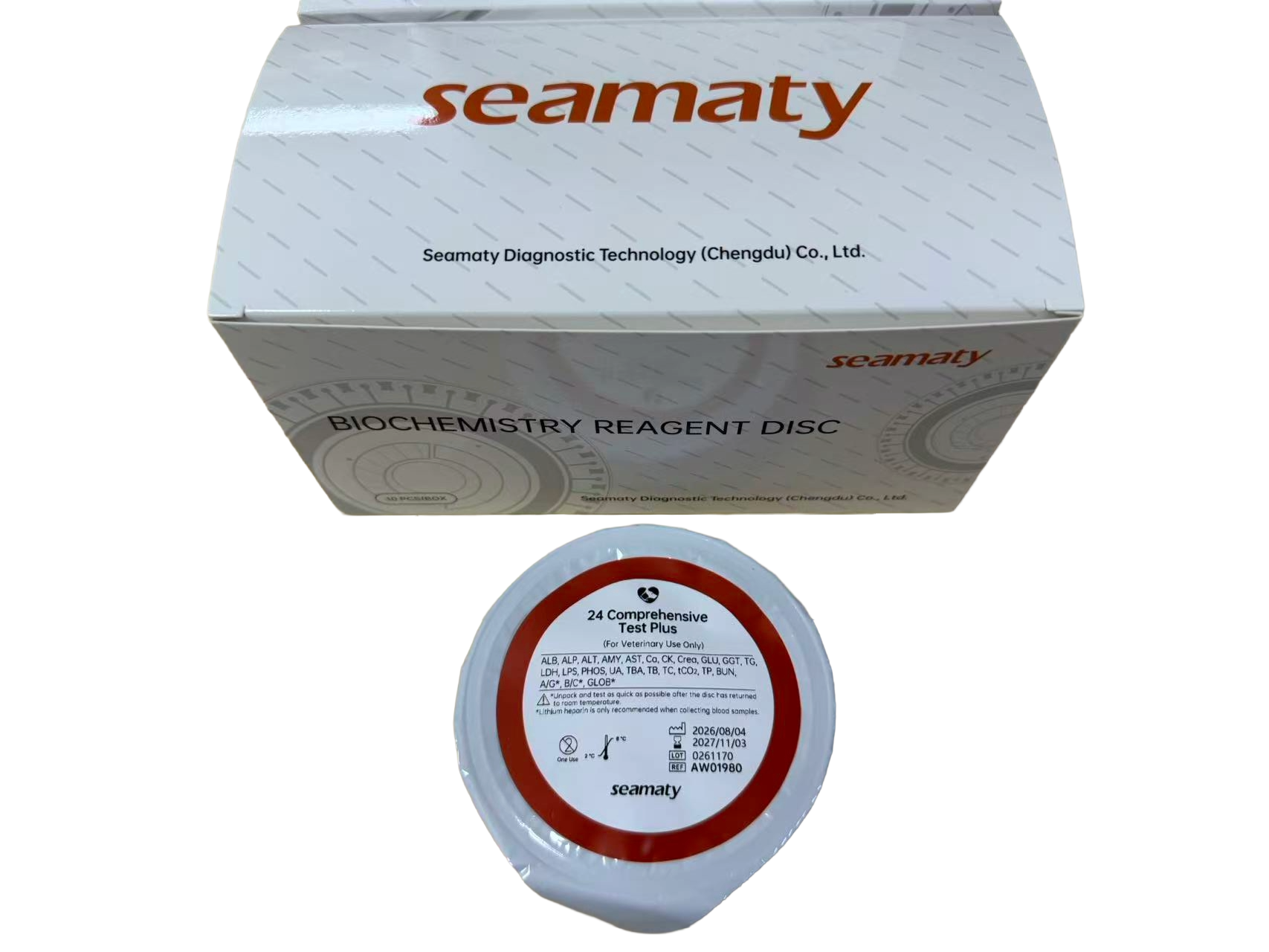 Seamaty QT3 reagent rotor carton in original packaging