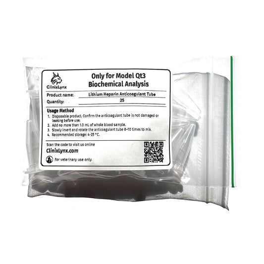 Qt3 Lithium Heparin Blood Collection Tube | Veterinary Chemistry Sample (25/PK)