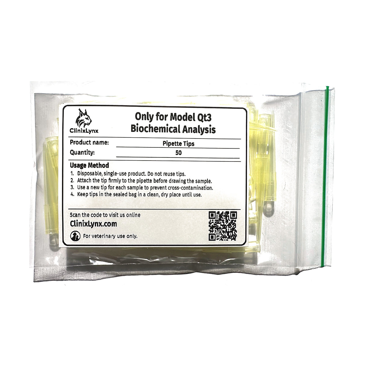 Qt3 Pipette Tips | Veterinary Sample Loading (50/PK)