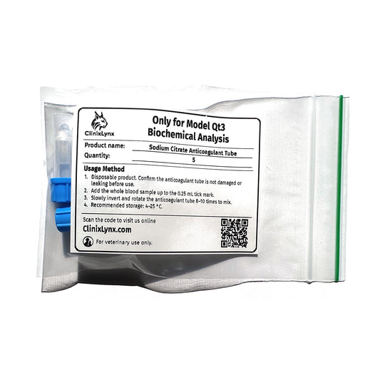 Qt3 Sodium Citrate Blood Collection Tube | Veterinary Coagulation Sample (5/PK)